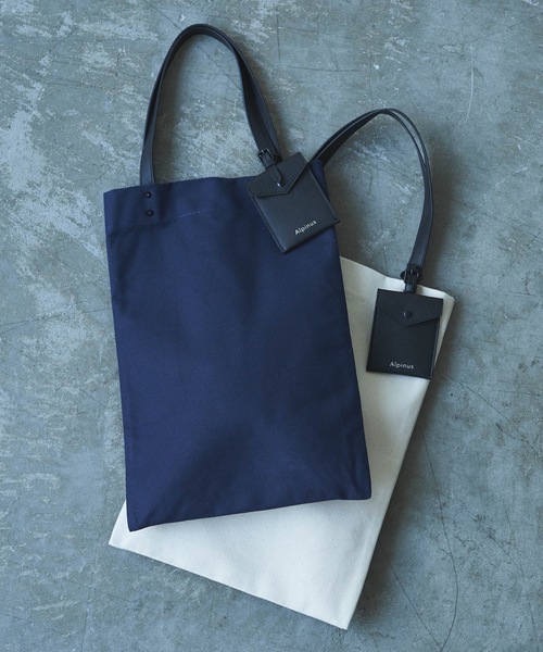 Alpinus(アルピナス)の「Alpinus - ポシェット付き レザーコンビトートバック(トートバッグ・メンズ・ネイビー/ホワイト・FREE)」の4枚目の写真