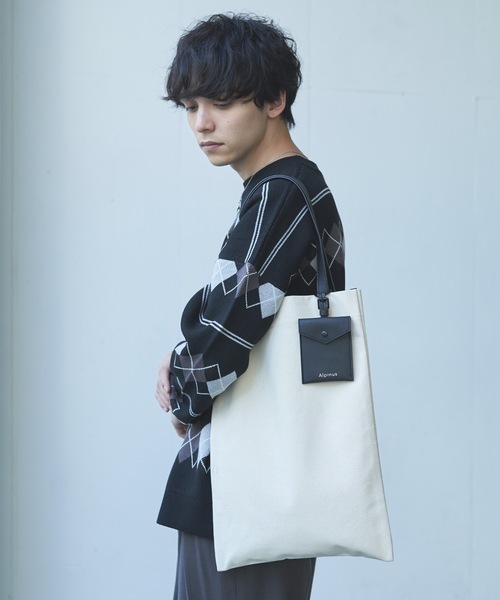 Alpinus(アルピナス)の「Alpinus - ポシェット付き レザーコンビトートバック(トートバッグ・メンズ・ネイビー/ホワイト・FREE)」の6枚目の写真