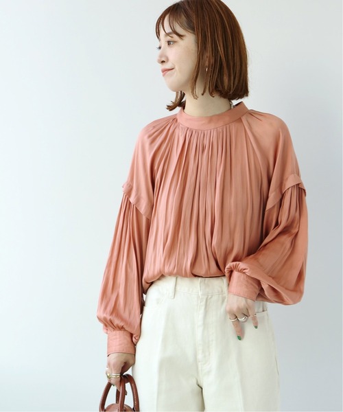 Simplicite（サンプリシテ）の「タックスタンド ボリュームブラウス（シャツ/ブラウス・レディース・ブラック/アイボリー/オレンジ・FREE）」の3枚目の写真