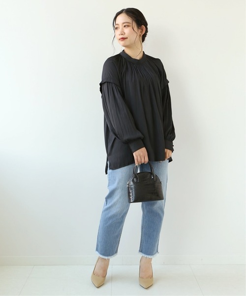 Simplicite（サンプリシテ）の「タックスタンド ボリュームブラウス（シャツ/ブラウス・レディース・ブラック/アイボリー/オレンジ・FREE）」の8枚目の写真