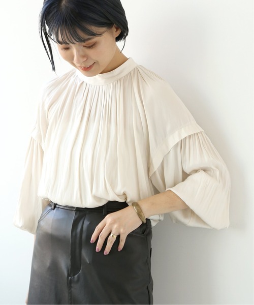 Simplicite（サンプリシテ）の「タックスタンド ボリュームブラウス（シャツ/ブラウス・レディース・ブラック/アイボリー/オレンジ・FREE）」の9枚目の写真