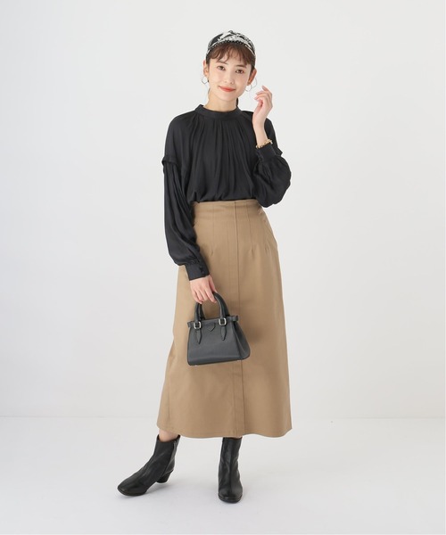 Simplicite（サンプリシテ）の「タックスタンド ボリュームブラウス（シャツ/ブラウス・レディース・ブラック/アイボリー/オレンジ・FREE）」の15枚目の写真