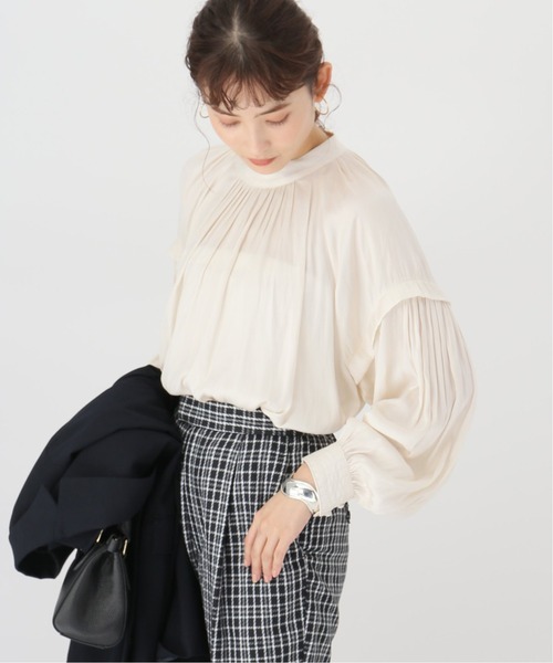 Simplicite（サンプリシテ）の「タックスタンド ボリュームブラウス（シャツ/ブラウス・レディース・ブラック/アイボリー/オレンジ・FREE）」の5枚目の写真