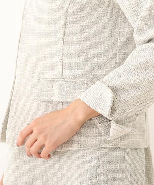 SHOO・LA・RUE（シューラルー）の「◆【S-3L】クラッシーツイードノーカラージャケット（ノーカラージャケット・レディース・ベージュ系その他4/ネイビー系7・01/02/03/04/05）」の12枚目の写真