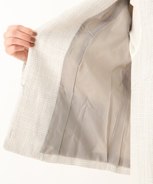 SHOO・LA・RUE（シューラルー）の「◆【S-3L】クラッシーツイードノーカラージャケット（ノーカラージャケット・レディース・ベージュ系その他4/ネイビー系7・01/02/03/04/05）」の4枚目の写真