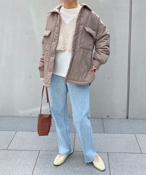 StyleSea（スタイルシー）の「ウェーブキルトCPOブルゾン（ミリタリージャケット・レディース・ブラック/カーキ/アイボリー/グレイッシュベージュ・MEDIUM）」の6枚目の写真