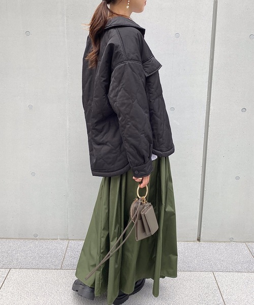 StyleSea（スタイルシー）の「ウェーブキルトCPOブルゾン（ミリタリージャケット・レディース・ブラック/カーキ/アイボリー/グレイッシュベージュ・MEDIUM）」の14枚目の写真