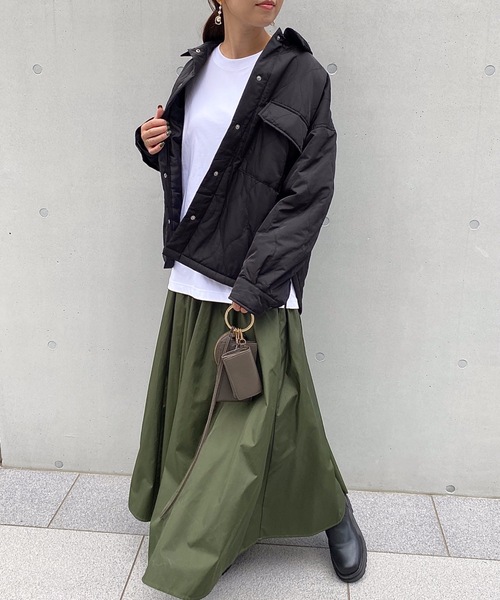 StyleSea（スタイルシー）の「ウェーブキルトCPOブルゾン（ミリタリージャケット・レディース・ブラック/カーキ/アイボリー/グレイッシュベージュ・MEDIUM）」の9枚目の写真