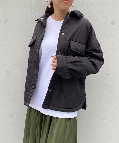 StyleSea（スタイルシー）の「ウェーブキルトCPOブルゾン（ミリタリージャケット・レディース・ブラック/カーキ/アイボリー/グレイッシュベージュ・MEDIUM）」の20枚目の写真