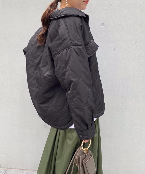 StyleSea（スタイルシー）の「ウェーブキルトCPOブルゾン（ミリタリージャケット・レディース・ブラック/カーキ/アイボリー/グレイッシュベージュ・MEDIUM）」の21枚目の写真