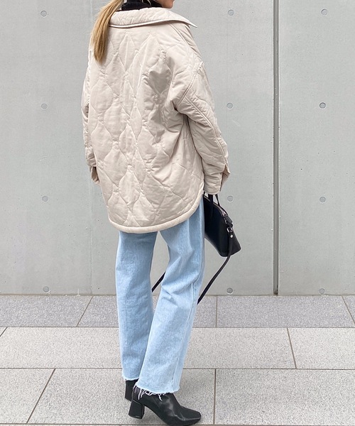 StyleSea（スタイルシー）の「ウェーブキルトCPOブルゾン（ミリタリージャケット・レディース・ブラック/カーキ/アイボリー/グレイッシュベージュ・MEDIUM）」の16枚目の写真