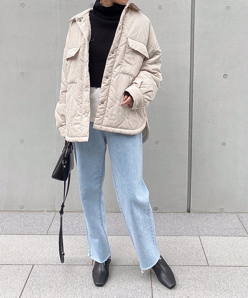 StyleSea（スタイルシー）の「ウェーブキルトCPOブルゾン（ミリタリージャケット・レディース・ブラック/カーキ/アイボリー/グレイッシュベージュ・MEDIUM）」の10枚目の写真