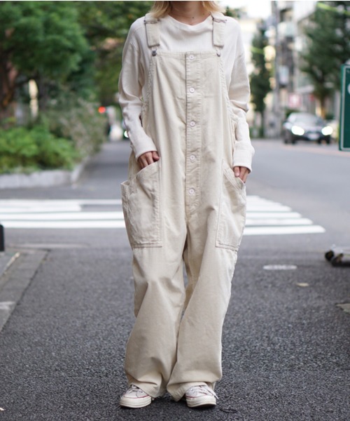 HARVESTY(ハーベスティ)の「HARVESTY / ハーベスティ CORDUROY OVERALLS(サロペット/オーバーオール・レディース・ブラック/ベージュ/アイボリー・1/2)」の8枚目の写真