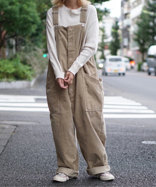 HARVESTY(ハーベスティ)の「HARVESTY / ハーベスティ CORDUROY OVERALLS(サロペット/オーバーオール・レディース・ブラック/ベージュ/アイボリー・1/2)」の16枚目の写真