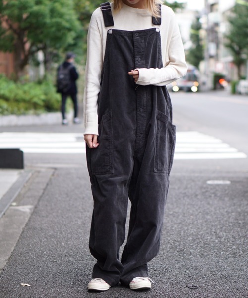 HARVESTY(ハーベスティ)の「HARVESTY / ハーベスティ CORDUROY OVERALLS(サロペット/オーバーオール・レディース・ブラック/ベージュ/アイボリー・1/2)」の6枚目の写真