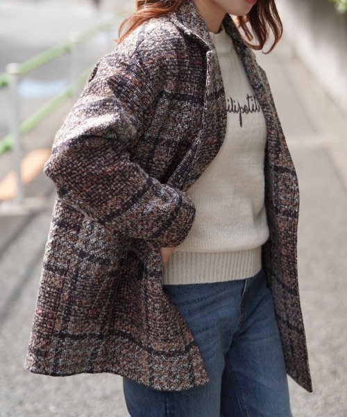 Lilipetit(リリプティ)の「【Lilipetit×Rina】チェックミドルダブルコート(ピーコート・レディース・ベージュ/ネイビー・M/L)」の10枚目の写真