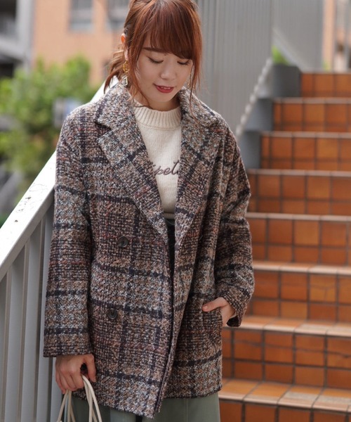 Lilipetit(リリプティ)の「【Lilipetit×Rina】チェックミドルダブルコート(ピーコート・レディース・ベージュ/ネイビー・M/L)」の17枚目の写真