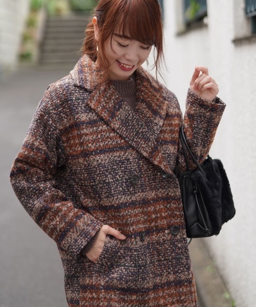 Lilipetit(リリプティ)の「【Lilipetit×Rina】チェックミドルダブルコート(ピーコート・レディース・ベージュ/ネイビー・M/L)」の21枚目の写真