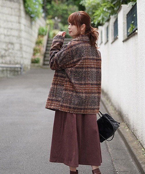 Lilipetit(リリプティ)の「【Lilipetit×Rina】チェックミドルダブルコート(ピーコート・レディース・ベージュ/ネイビー・M/L)」の16枚目の写真
