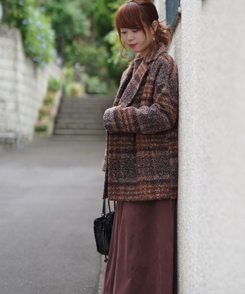 Lilipetit(リリプティ)の「【Lilipetit×Rina】チェックミドルダブルコート(ピーコート・レディース・ベージュ/ネイビー・M/L)」の19枚目の写真