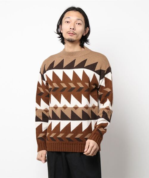 SISLEY(シスレー)の「幾何学柄ラウンドネックニット・セーター(ニット/セーター・メンズ・グレー系その他/ブラウン系その他・SMALL/LARGE/MEDIUM)」の16枚目の写真