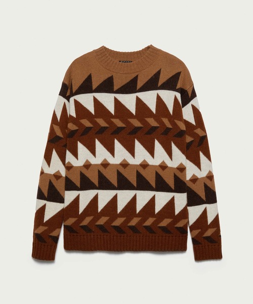 SISLEY(シスレー)の「幾何学柄ラウンドネックニット・セーター(ニット/セーター・メンズ・グレー系その他/ブラウン系その他・SMALL/LARGE/MEDIUM)」の15枚目の写真
