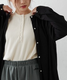 PUAL CE CIN | 針抜きリブヘンリーネックロングスリーブ(Tシャツ/カットソー)