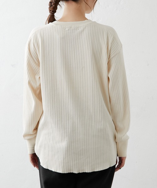 PUAL CE CIN（ピュアルセシン）の「針抜きリブヘンリーネックロングスリーブ（Tシャツ/カットソー・レディース・ブラック/グレー/ナチュラル・FREE）」の21枚目の写真