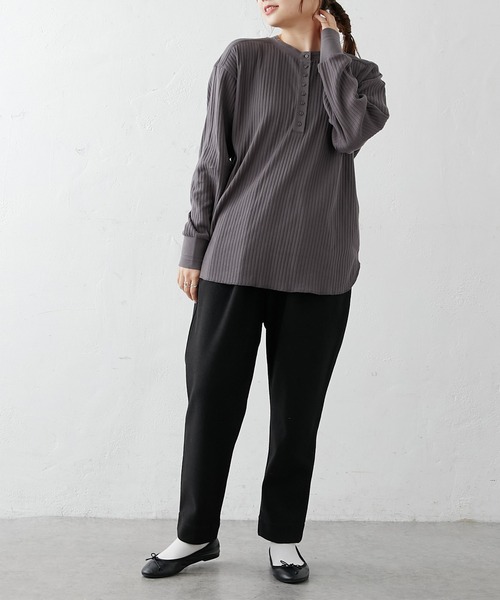 PUAL CE CIN（ピュアルセシン）の「針抜きリブヘンリーネックロングスリーブ（Tシャツ/カットソー・レディース・ブラック/グレー/ナチュラル・FREE）」の13枚目の写真