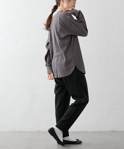 PUAL CE CIN（ピュアルセシン）の「針抜きリブヘンリーネックロングスリーブ（Tシャツ/カットソー・レディース・ブラック/グレー/ナチュラル・FREE）」の15枚目の写真