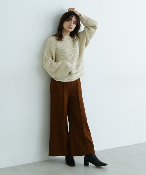 FREE'S MART（フリーズマート）の「◆前後2Wayクロスケーブルニット（ニット/セーター・レディース・ホワイト/ベージュ/ブラウン・FREE）」の6枚目の写真