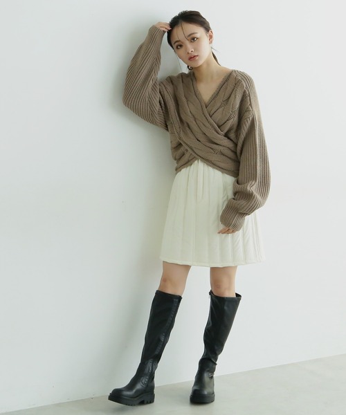 FREE'S MART（フリーズマート）の「◆前後2Wayクロスケーブルニット（ニット/セーター・レディース・ホワイト/ベージュ/ブラウン・FREE）」の5枚目の写真