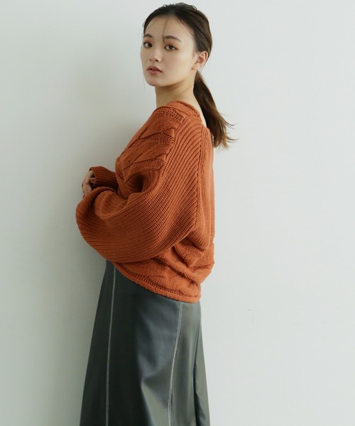 FREE'S MART（フリーズマート）の「◆前後2Wayクロスケーブルニット（ニット/セーター・レディース・ホワイト/ベージュ/ブラウン・FREE）」の8枚目の写真