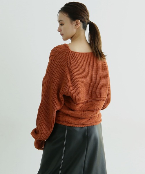 FREE'S MART（フリーズマート）の「◆前後2Wayクロスケーブルニット（ニット/セーター・レディース・ホワイト/ベージュ/ブラウン・FREE）」の7枚目の写真