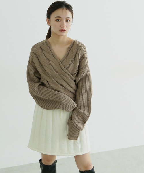 FREE'S MART（フリーズマート）の「◆前後2Wayクロスケーブルニット（ニット/セーター・レディース・ホワイト/ベージュ/ブラウン・FREE）」の12枚目の写真