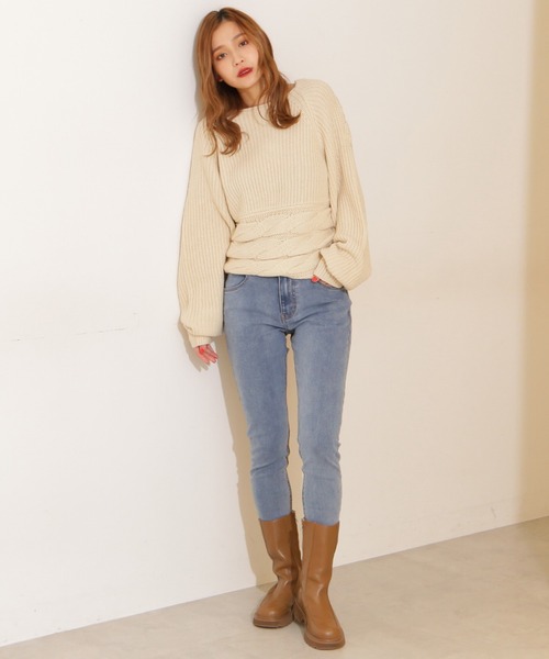 FREE'S MART（フリーズマート）の「◆前後2Wayクロスケーブルニット（ニット/セーター・レディース・ホワイト/ベージュ/ブラウン・FREE）」の9枚目の写真