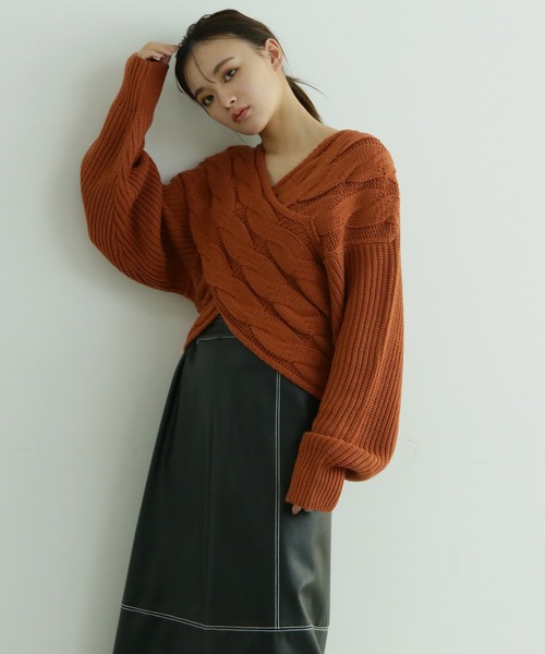 FREE'S MART（フリーズマート）の「◆前後2Wayクロスケーブルニット（ニット/セーター・レディース・ホワイト/ベージュ/ブラウン・FREE）」の14枚目の写真