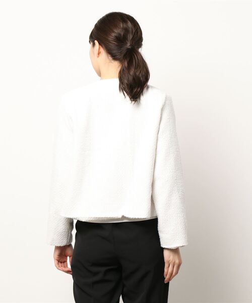 wee9s（ウィークス）の「no collar tweed jacket / ノーカラーツイードジャケット（ノーカラーコート・レディース・ホワイト/グリーン/ピンク・FREE）」の5枚目の写真