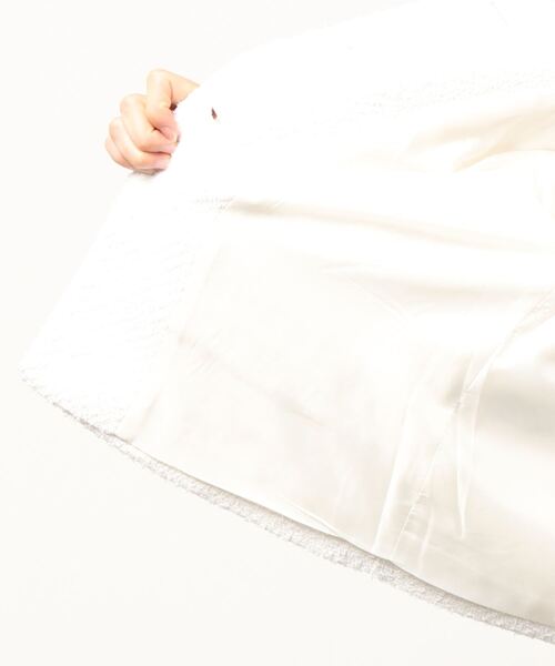 wee9s（ウィークス）の「no collar tweed jacket / ノーカラーツイードジャケット（ノーカラーコート・レディース・ホワイト/グリーン/ピンク・FREE）」の4枚目の写真