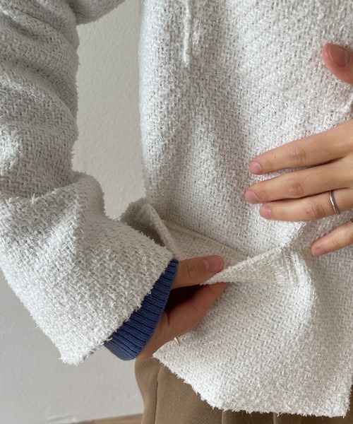 wee9s（ウィークス）の「no collar tweed jacket / ノーカラーツイードジャケット（ノーカラーコート・レディース・ホワイト/グリーン/ピンク・FREE）」の22枚目の写真