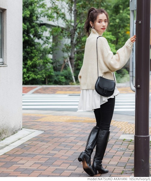 coca(coca)(コカ)の「ゆるシルエットタートルニット(ニット/セーター・レディース・チャコールグレー/アイボリー・M/L)」の7枚目の写真