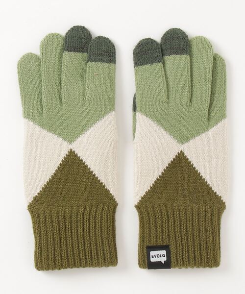 EVOLG（エヴォログ）の「EVOLG エヴォログ :MIRAGE ミラージュ：スマホ対応 ユニセックス アーガイル 手袋（手袋・レディース・ダークネイビー/グレー/ライトグリーン/ピンク/ネイビー・FREE）」の14枚目の写真