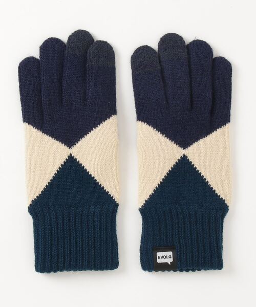 EVOLG（エヴォログ）の「EVOLG エヴォログ :MIRAGE ミラージュ：スマホ対応 ユニセックス アーガイル 手袋（手袋・レディース・ダークネイビー/グレー/ライトグリーン/ピンク/ネイビー・FREE）」の13枚目の写真