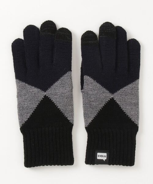 EVOLG（エヴォログ）の「EVOLG エヴォログ :MIRAGE ミラージュ：スマホ対応 ユニセックス アーガイル 手袋（手袋・レディース・ダークネイビー/グレー/ライトグリーン/ピンク/ネイビー・FREE）」の10枚目の写真