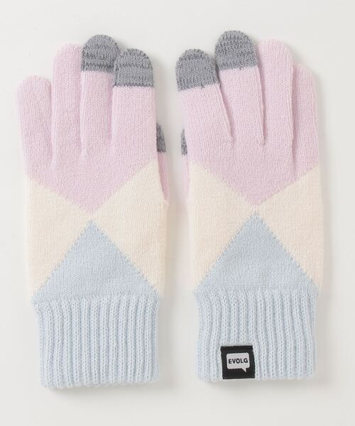 EVOLG（エヴォログ）の「EVOLG エヴォログ :MIRAGE ミラージュ：スマホ対応 ユニセックス アーガイル 手袋（手袋・レディース・ダークネイビー/グレー/ライトグリーン/ピンク/ネイビー・FREE）」の8枚目の写真