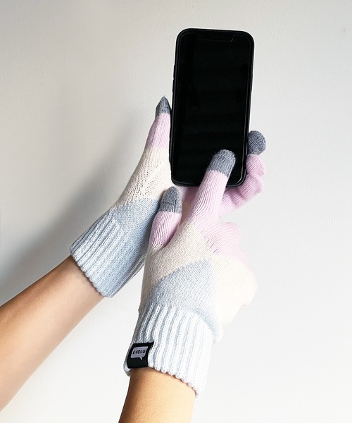 EVOLG（エヴォログ）の「EVOLG エヴォログ :MIRAGE ミラージュ：スマホ対応 ユニセックス アーガイル 手袋（手袋・レディース・ダークネイビー/グレー/ライトグリーン/ピンク/ネイビー・FREE）」の9枚目の写真
