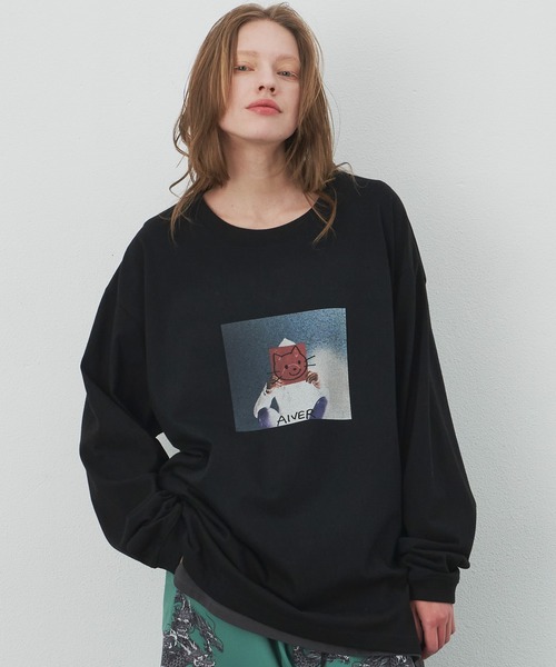 AIVER tシャツ AIVER ウォッシュダメージロンTEE メンズ