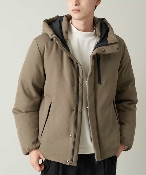 a.v.v(アーヴェヴェ)の「【軽撥水/ストレッチ/裾コードシルエット変化】シームレスストレッチダウンブルゾン(ダウンジャケット/コート・メンズ・ブラック/モカ・46/48/50)」の1枚目の写真