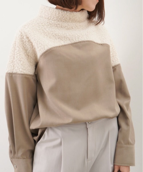 Lc Lll ボア切替ボトルネックブラウス