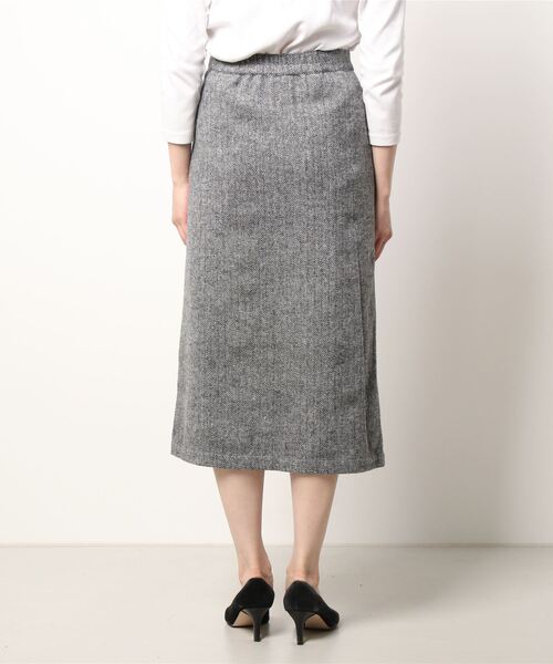 STYLEBLOCK(スタイルブロック)の「起毛ヘリンボーンフロント釦スカート(スカート・レディース・ベージュ/ホワイト/チャコールグレー・M)」の5枚目の写真